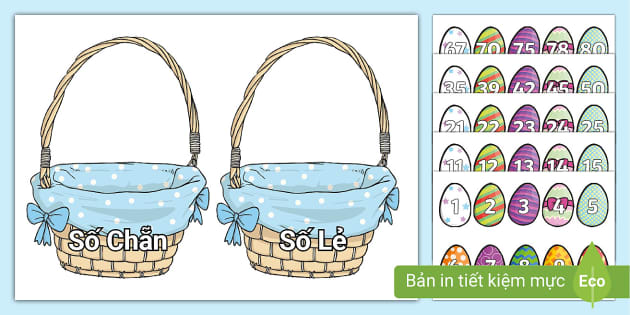 Cùng bé yêu tìm những quả trứng mang số chẵn và số lẻ.