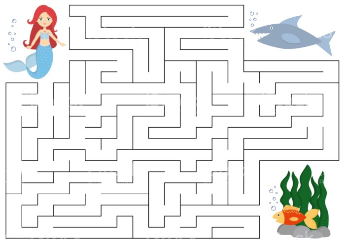 Bé hãy giúp nàng tiên cá gặp được bạn cá màu cam.