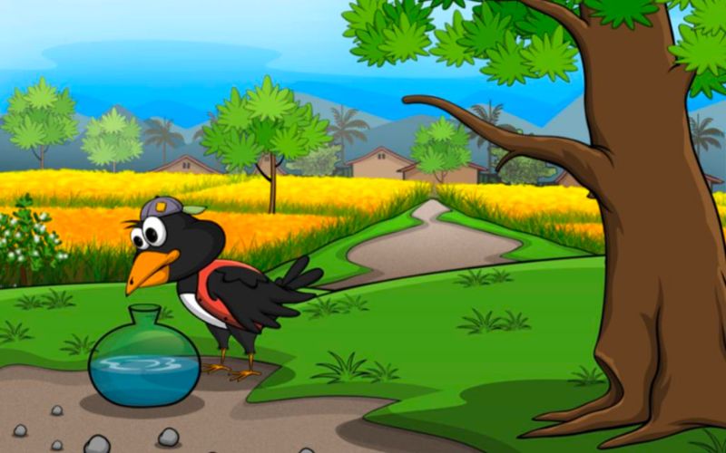 Kể chuyện tư duy cho bé - 28 câu chuyện nhân văn nhất! 12 Quạ tìm mọi cách để lấy nước trong bình uống nhưng dù mỏ có dài đến đâu nó cũng không thể chạm vào nước dưới đáy bình
