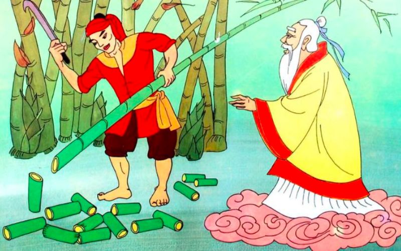 Kể chuyện tư duy cho bé - 28 câu chuyện nhân văn nhất! 4 Ông Bụt xuất hiện chỉ dẫn cho Khoai đi chặt một trăm đốt tre rời, sau đó chỉ cho anh hai câu thần chú