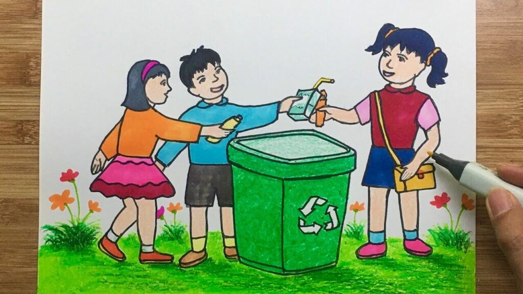 Dạy con vứt rác đúng nơi quy định qua phim hoạt hình, phim tài liệu, qua tranh vẽ 