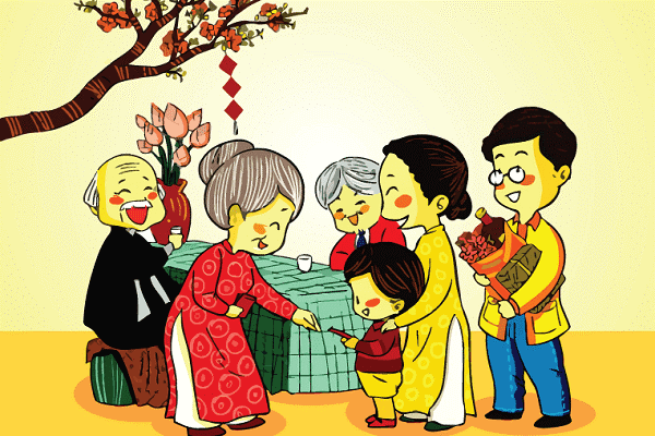 Trẻ biết nhận lì xì bằng hai tay và nói lời cảm ơn khi người lớn mừng tuổi.