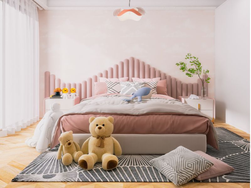 Bố mẹ có thể đặt một số đồ chơi như gấu bông, đồ vật yêu thích của trẻ, tạo một không gian ấm cúng và yên tĩnh giúp con cảm thấy an toàn